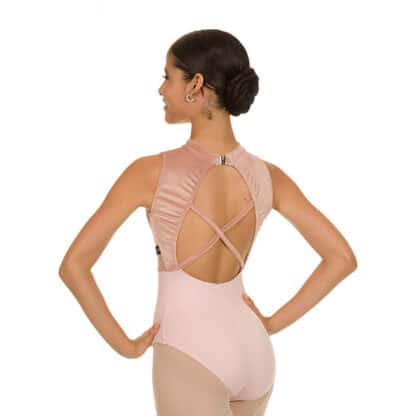 Collant ballet busto em veludo e gola alta